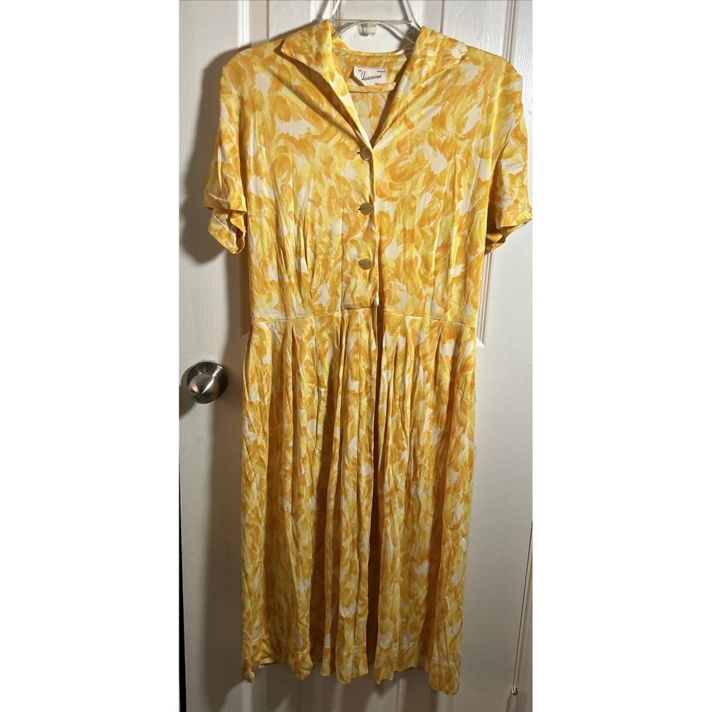 Vintage 60's Jeanne Model Shift Style Party Dress Yellow Women's Sz 16.5